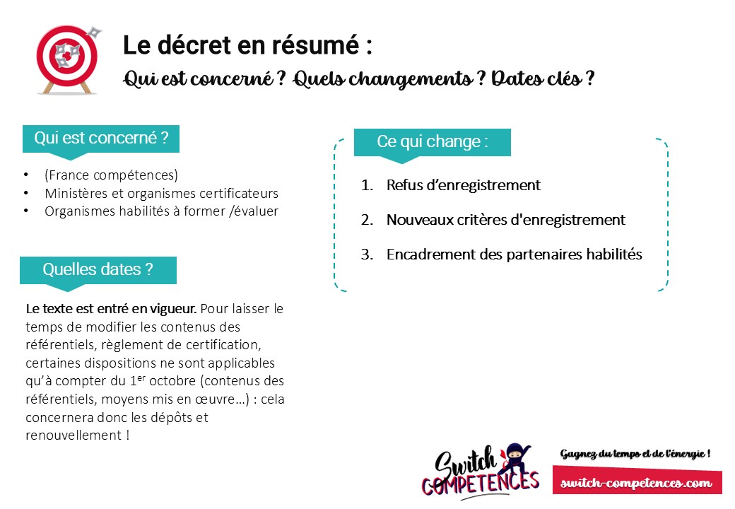 résumé décret du 6 juin2025 certification professionnelle