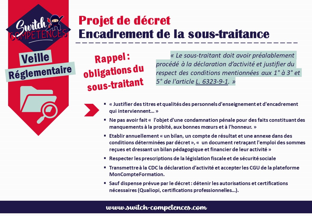 obligations sous traitant formation