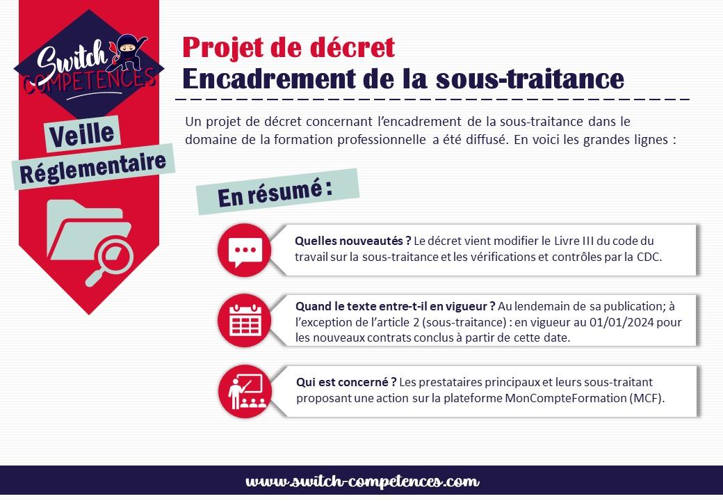 projet décret sous-traitance formation
