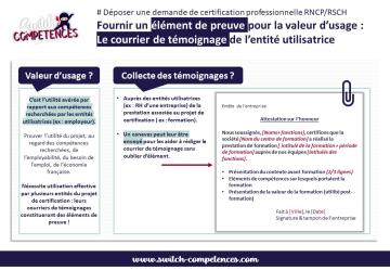 courrier valeur d'usage certifications RNCP